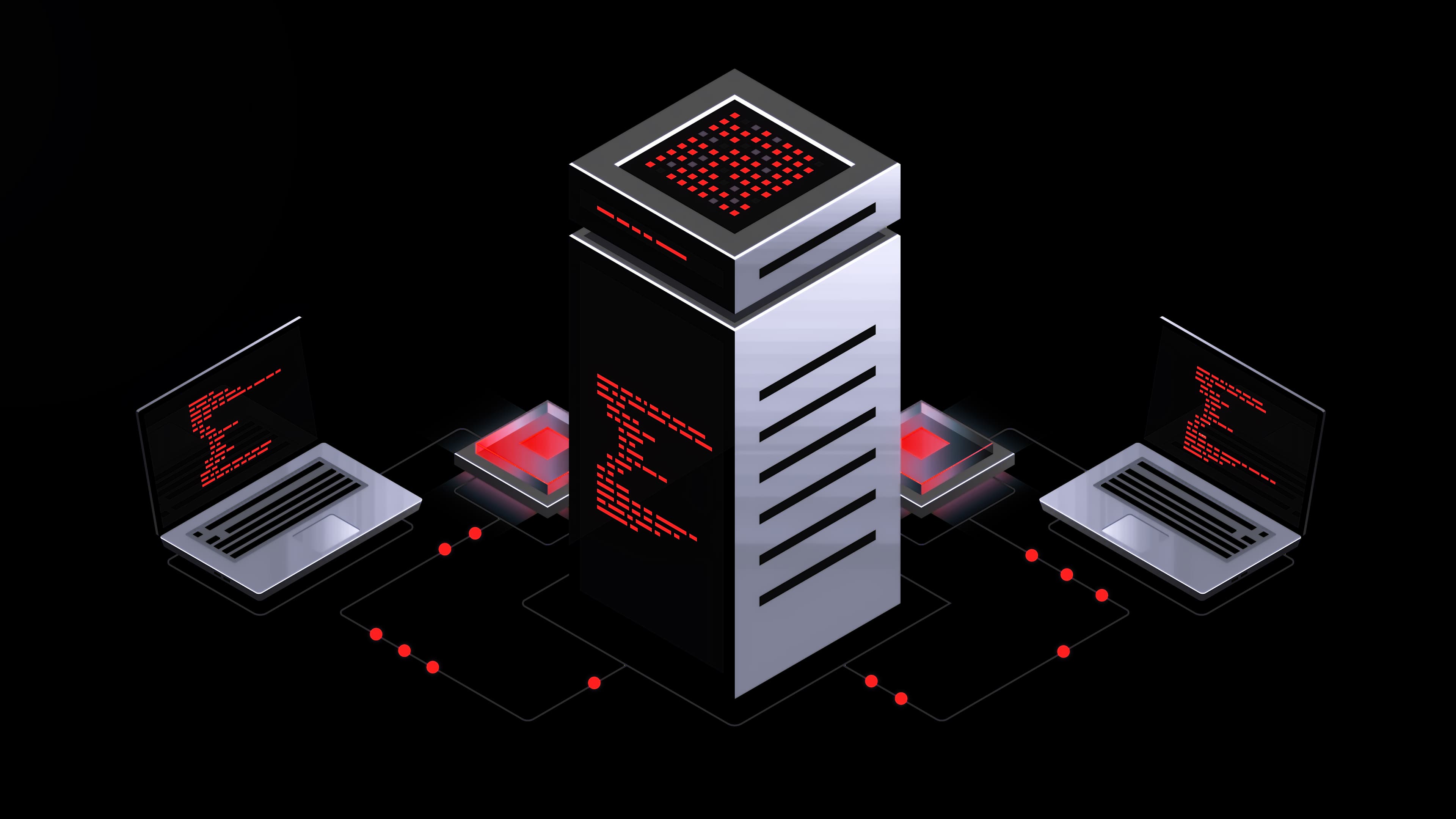 Two notebooks connected through a server/database